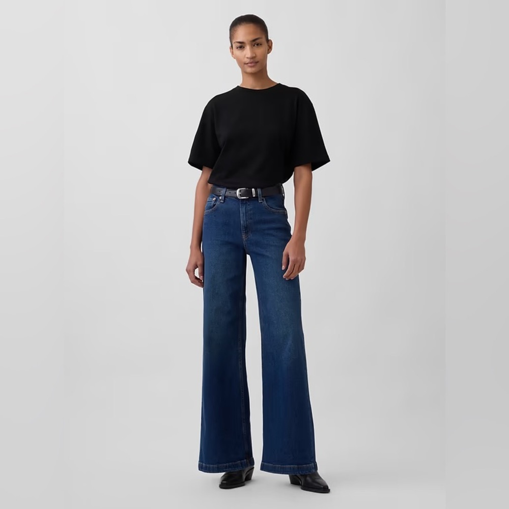 NWT! GAP Dark Wash High Rise Stride Wide-Leg Jeans - Size 26 / 2 Regular 🩷
